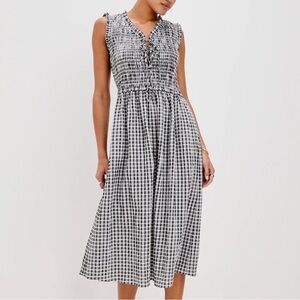Black and White Checkered Seersucker Women's Dress